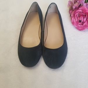 Land'sEnd Navy blue suede flats size 6